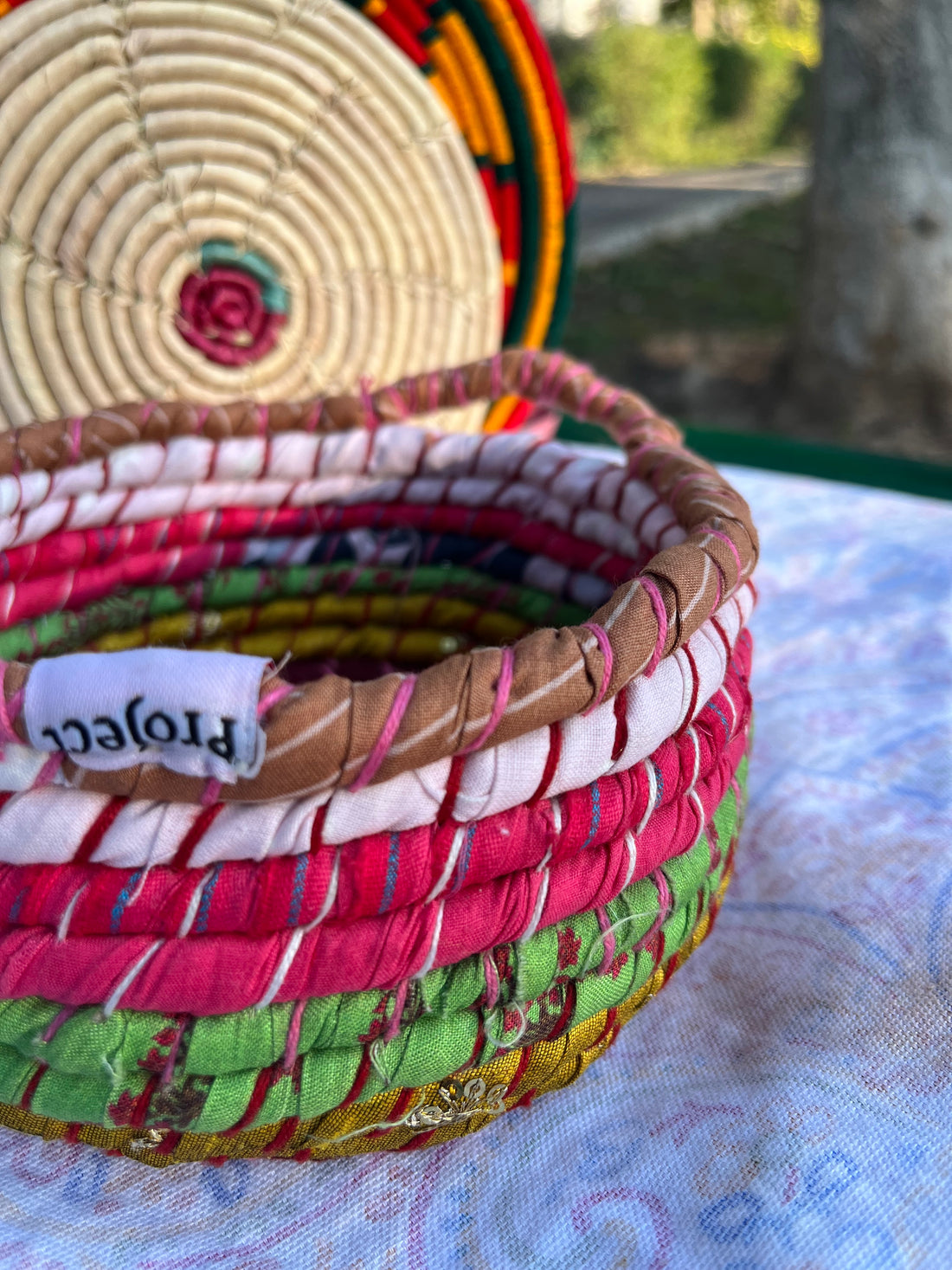 Plum Multicolored Braided Basket