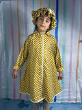 Autumn Yellow and Brown Polka dots hat white bow cotton