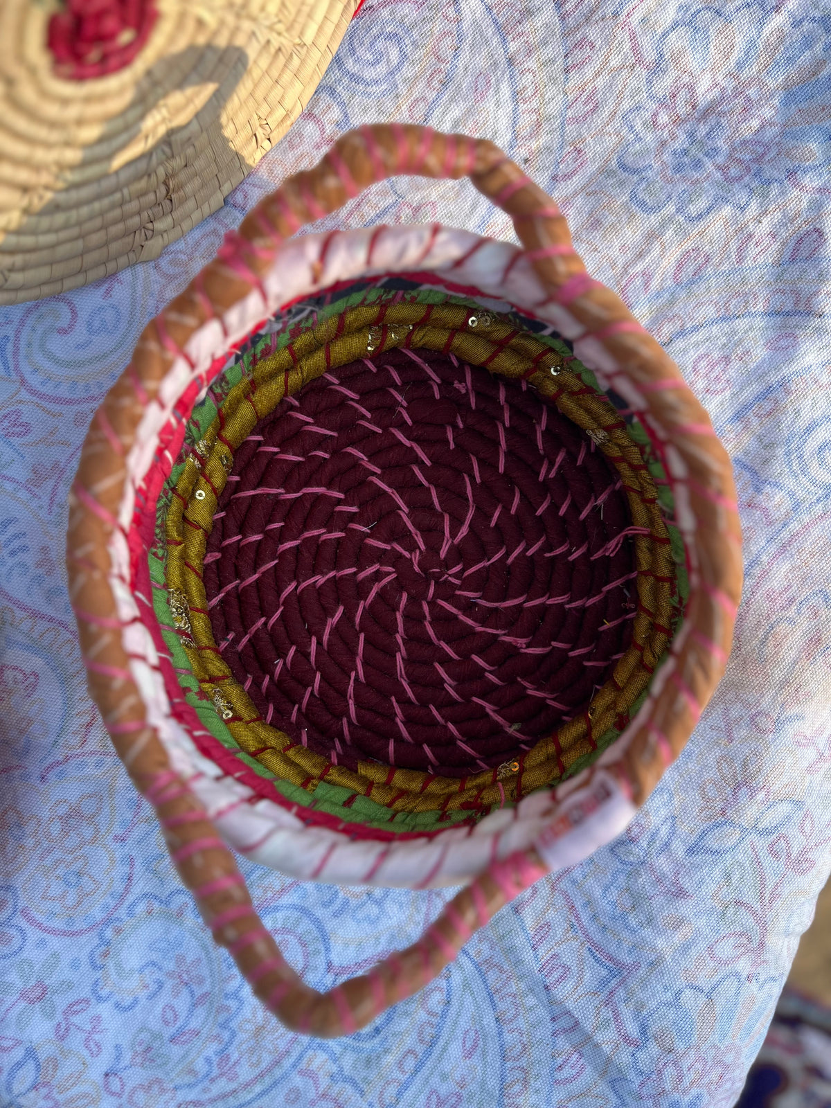 Plum Multicolored Braided Basket