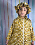 Autumn Yellow and Brown Polka dots hat white bow cotton