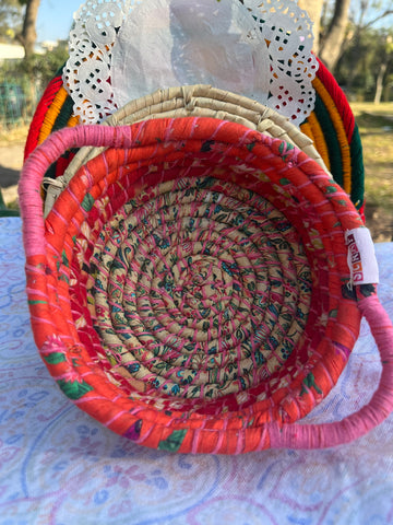 Coral Pink Braided Basket