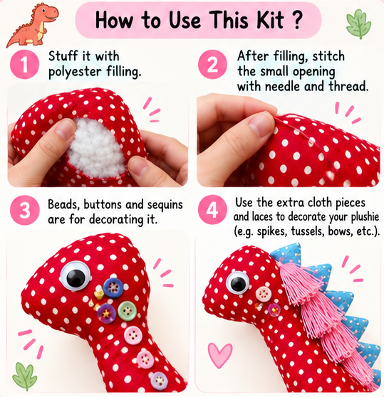 Dinosaur DIY Plushie Kit
