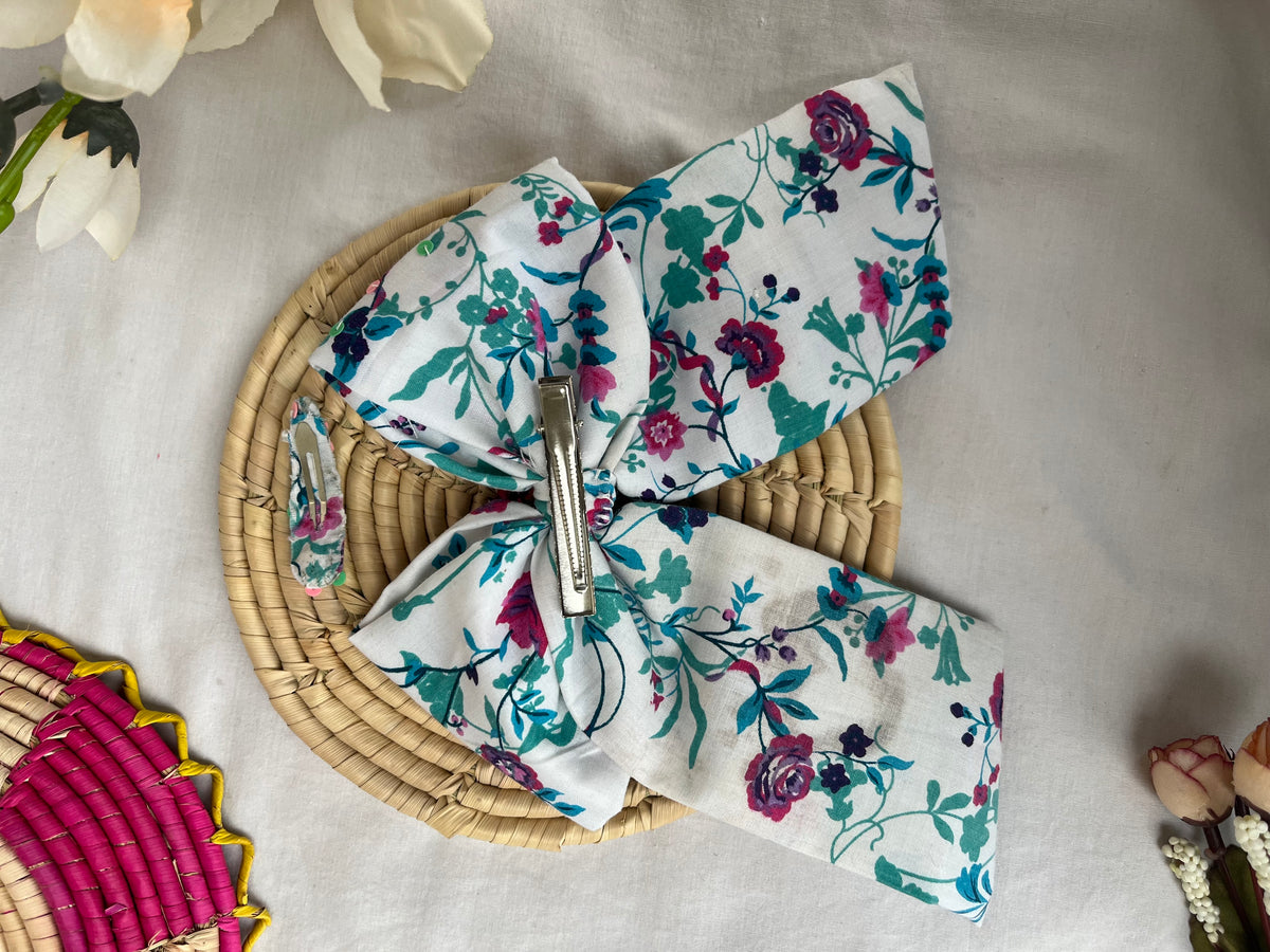 Teal Sequins Bow