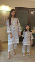 Flora off white flower print shirt trouser lacework cotton winter