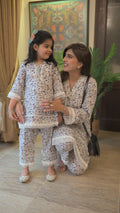 Flora off white flower print shirt trouser lacework cotton winter