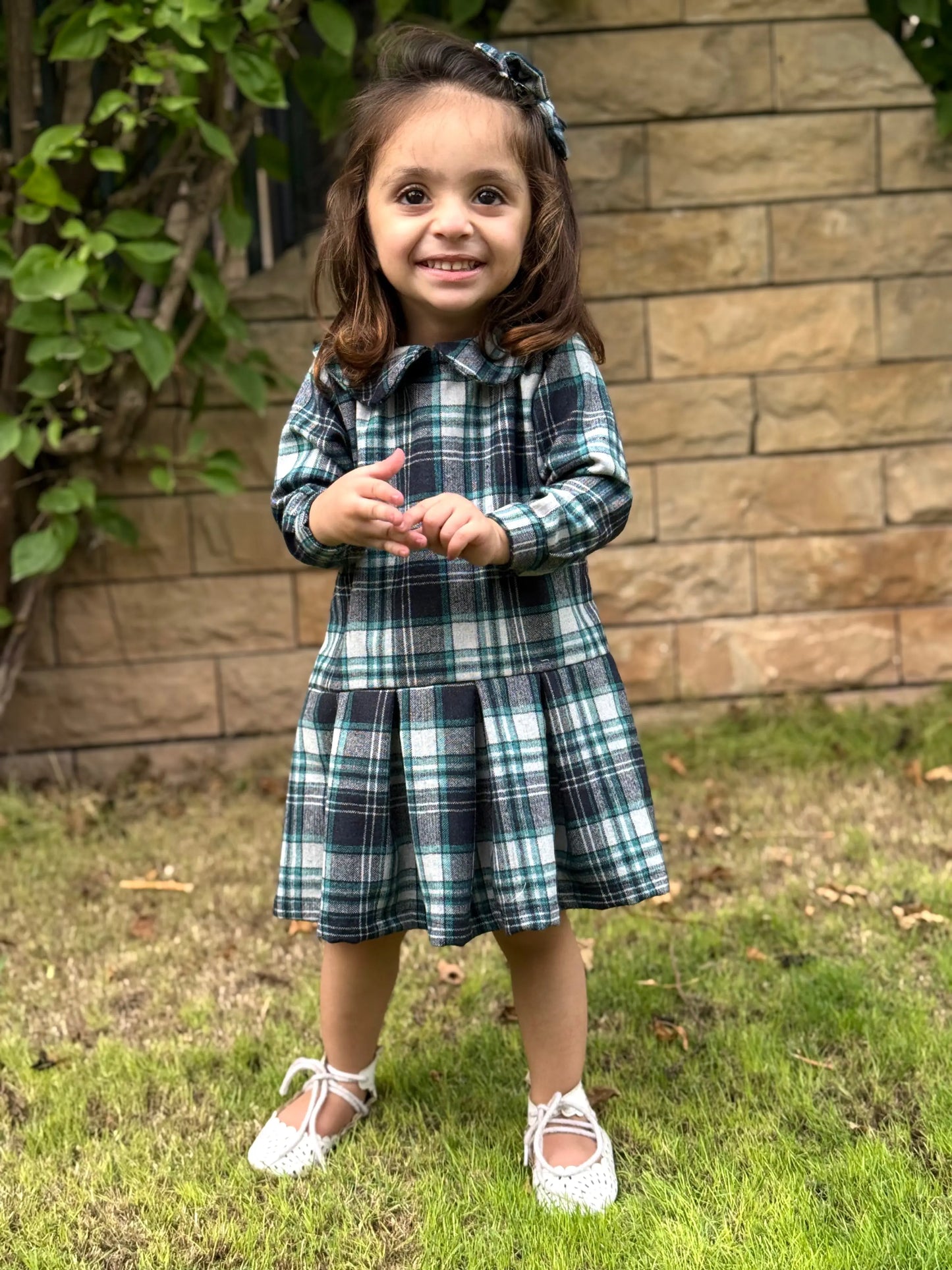 Check Wool Blue Frock