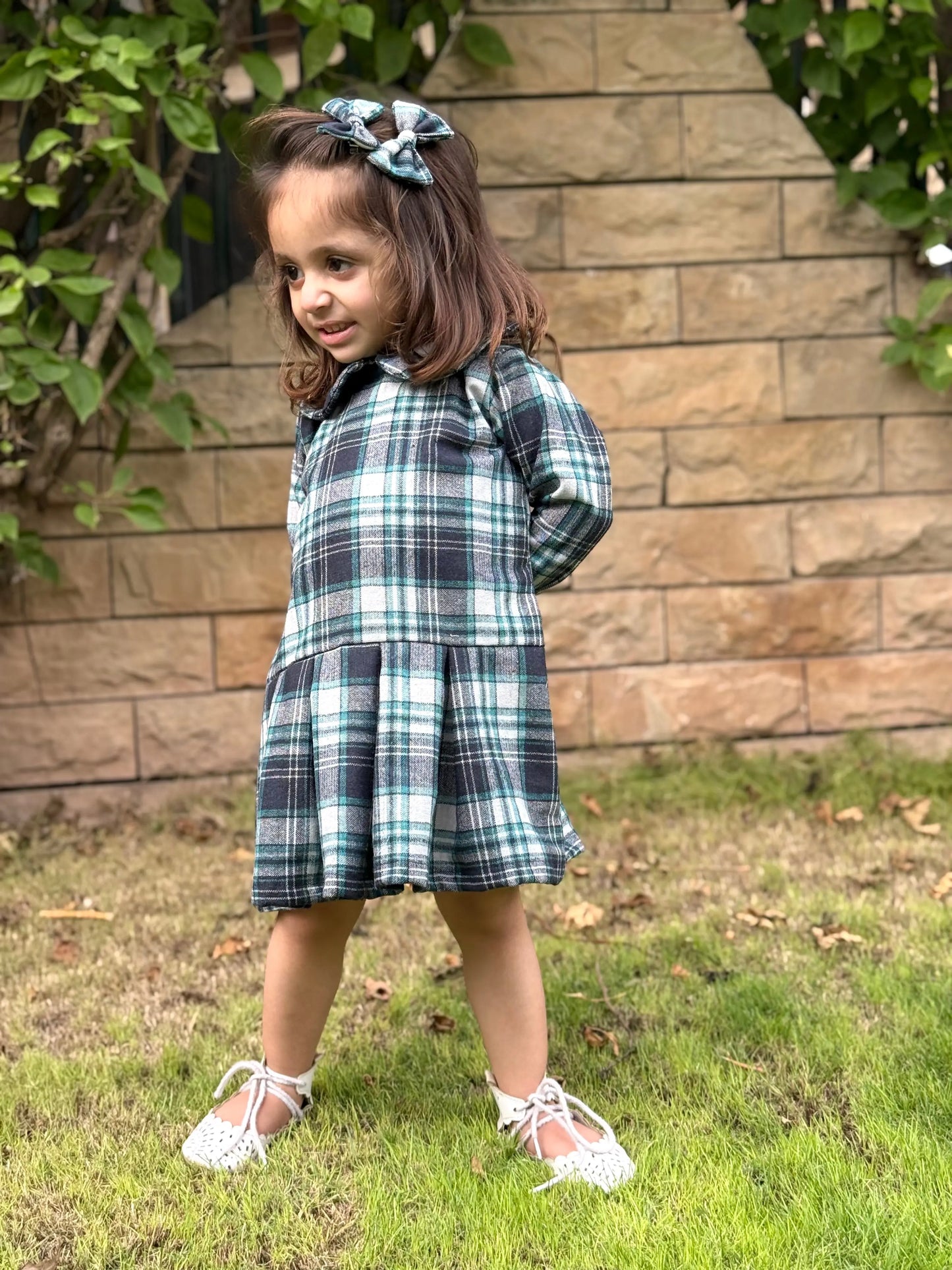 Check Wool Blue Frock