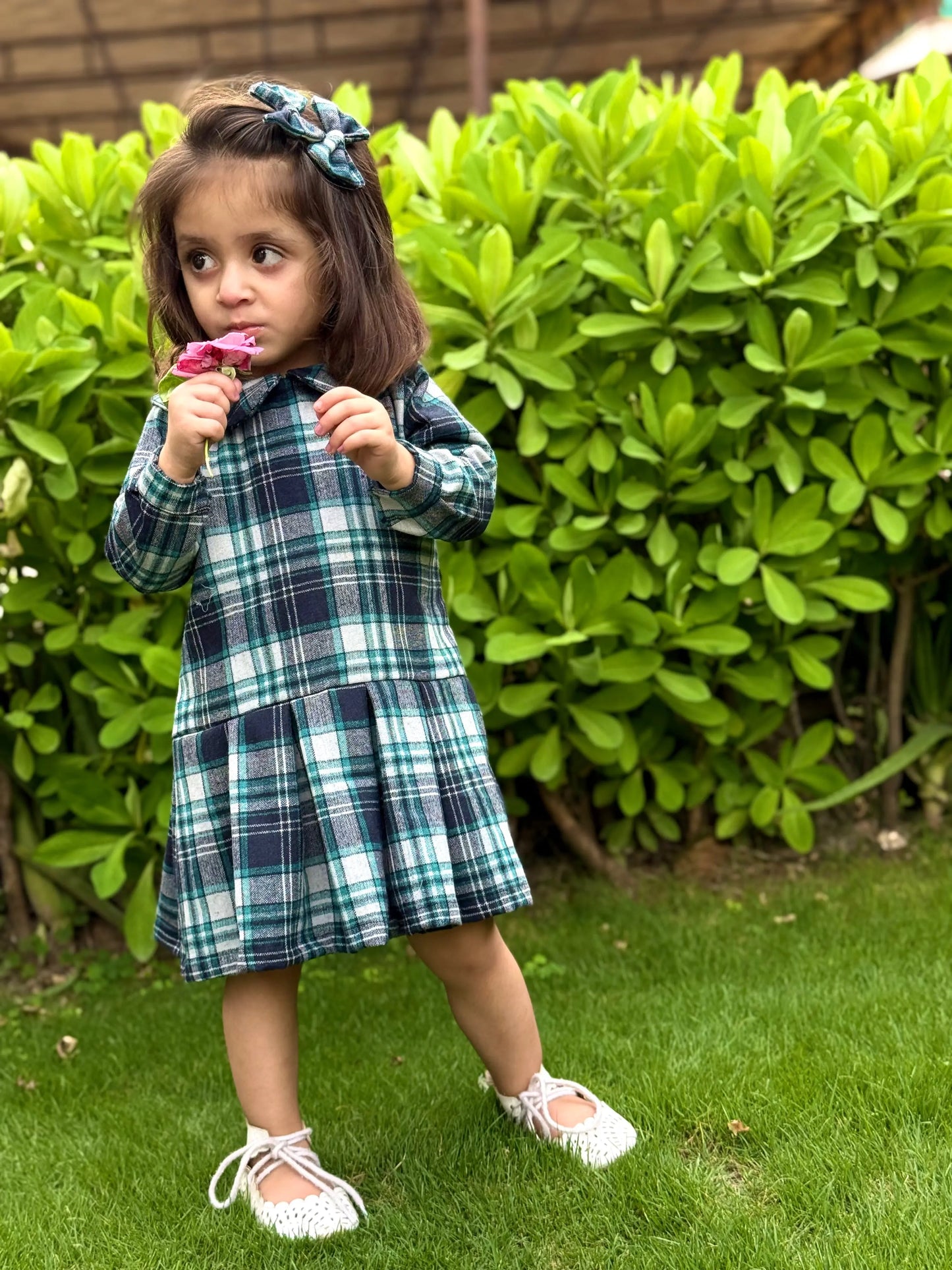 Check Wool Blue Frock