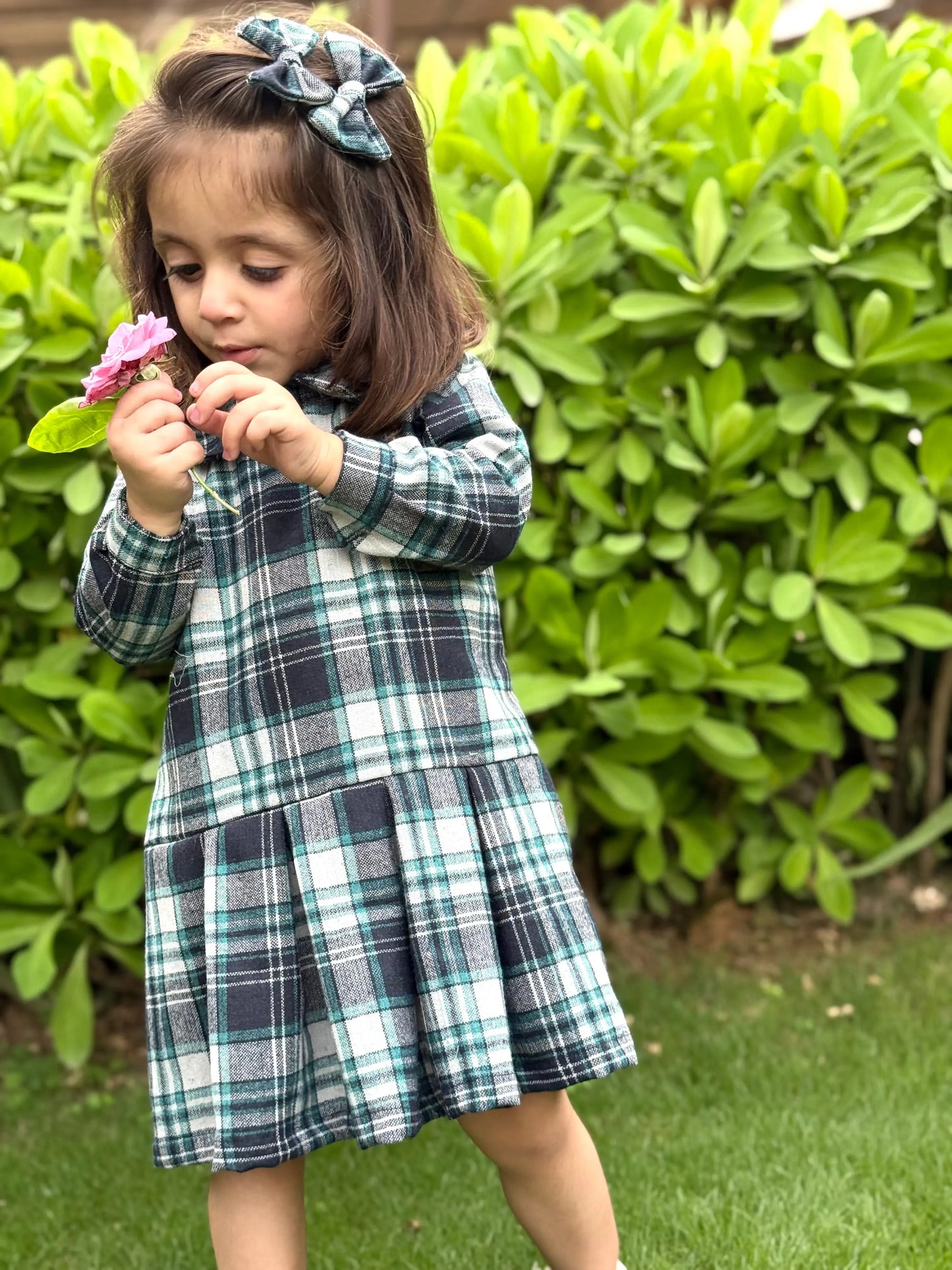 Check Wool Blue Frock