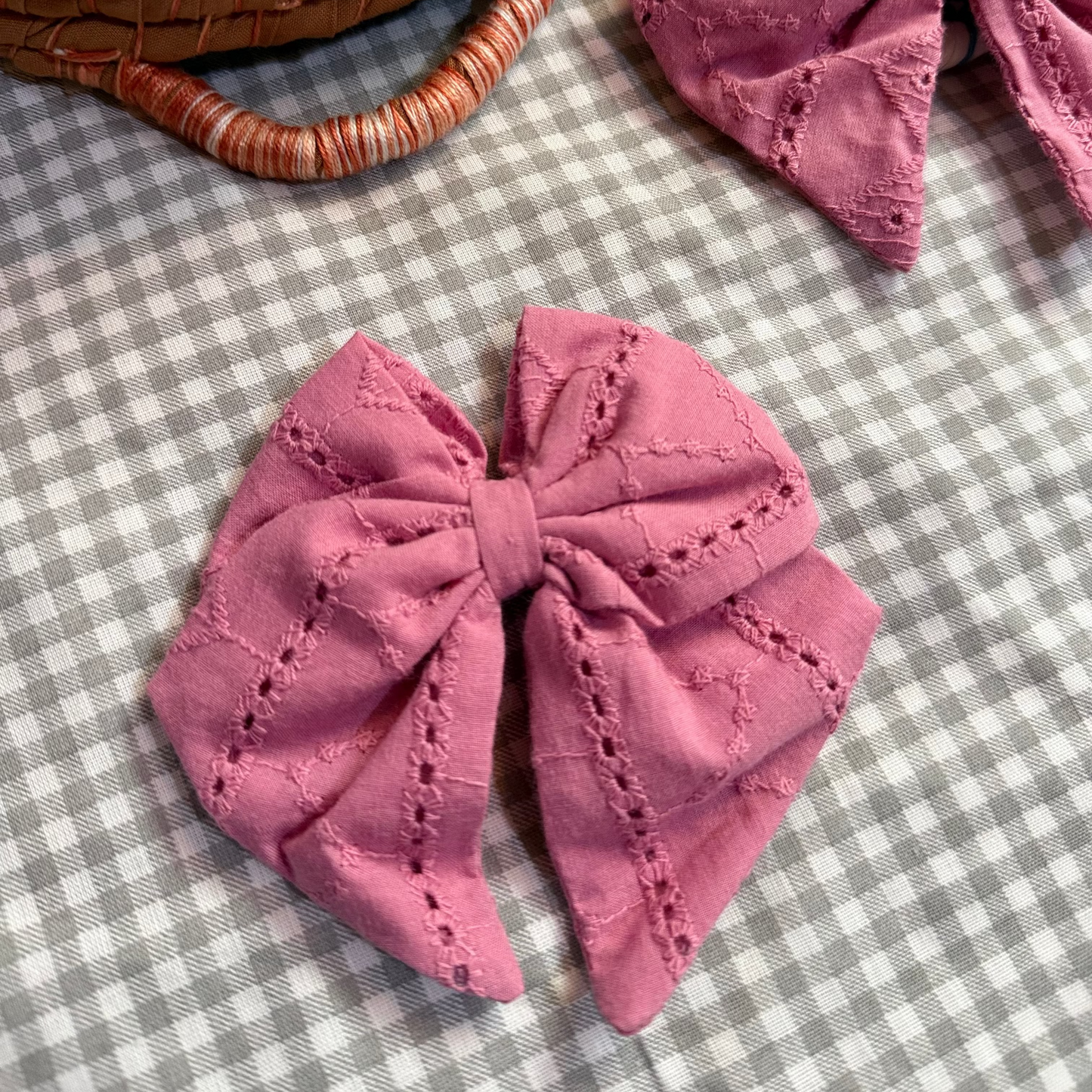 Pink Bow Hair Clip Set - 2 Pcs