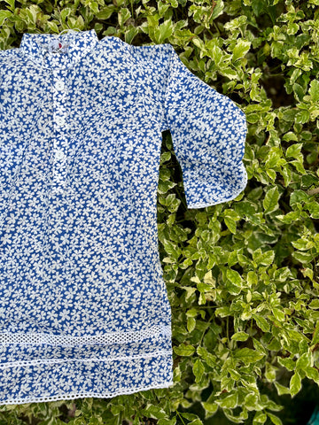 Azure blue and white kurta cotton