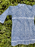 Azure blue and white kurta cottom