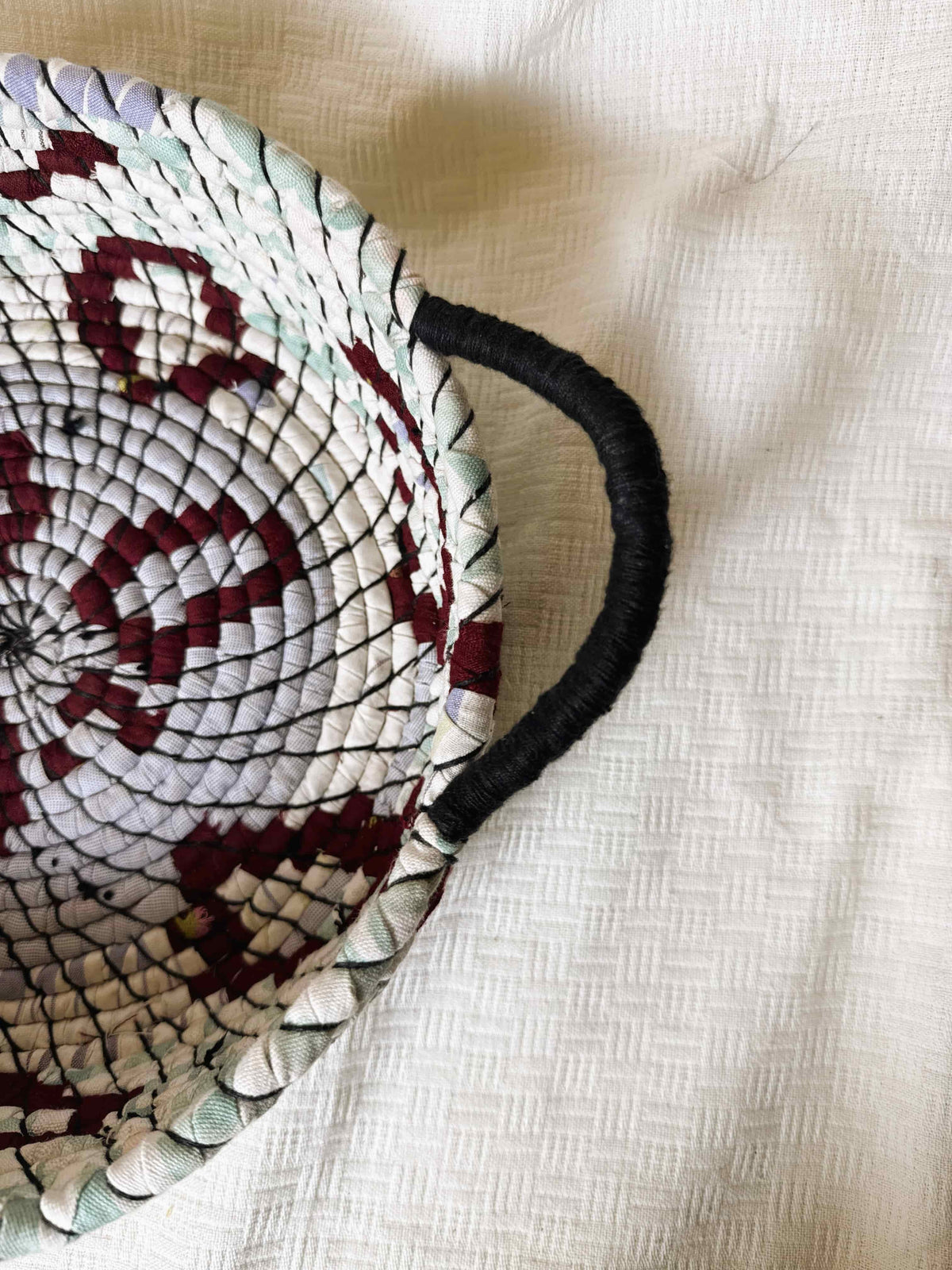 White, Maroon and Black Basket