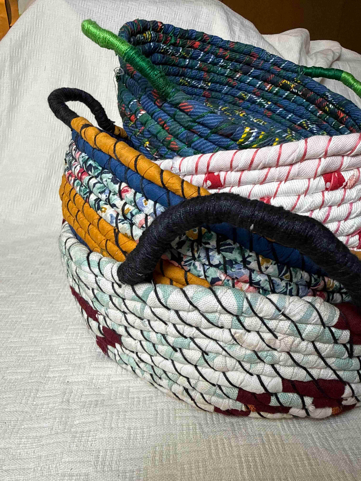 White, Maroon and Black Basket