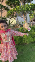 Flower tale pink matching dupatta fancy frock gotta work