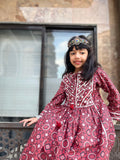 Ajrak traditional gotta lace maroon frock trouser cotton baby clothes, baby girl clothes, boys clothes, boys clothing, children clothes, childrens clothes sale, girls clothing, kids clothes, kids clothes online, kids clothing, kids clothing stores, kids shopping, online shopping, women clothing kids shopping at best price in Pakistan with express shipping at your doorstep.