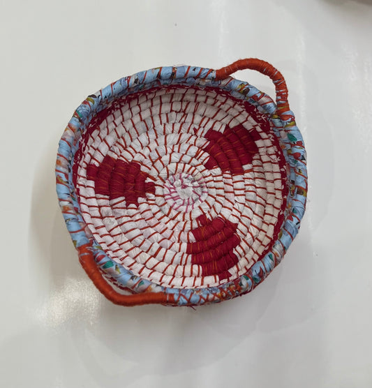 Red and White Braided Basket