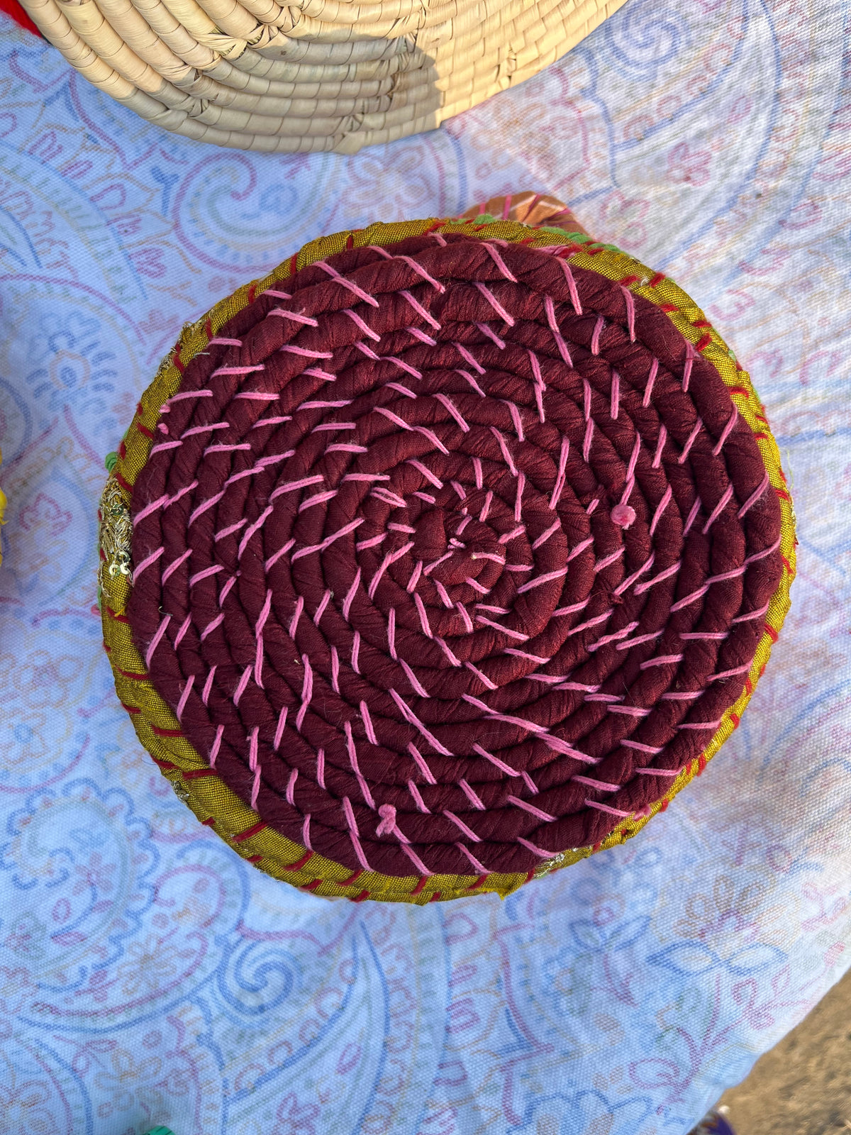 Plum Multicolored Braided Basket
