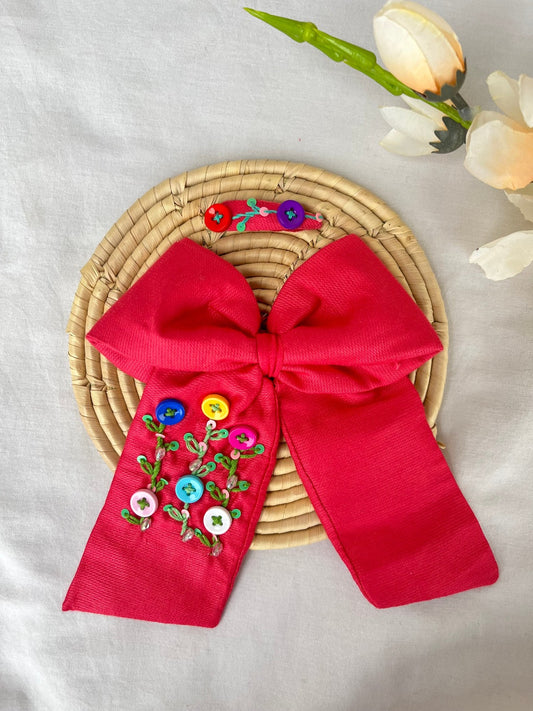 Pink Button Bow