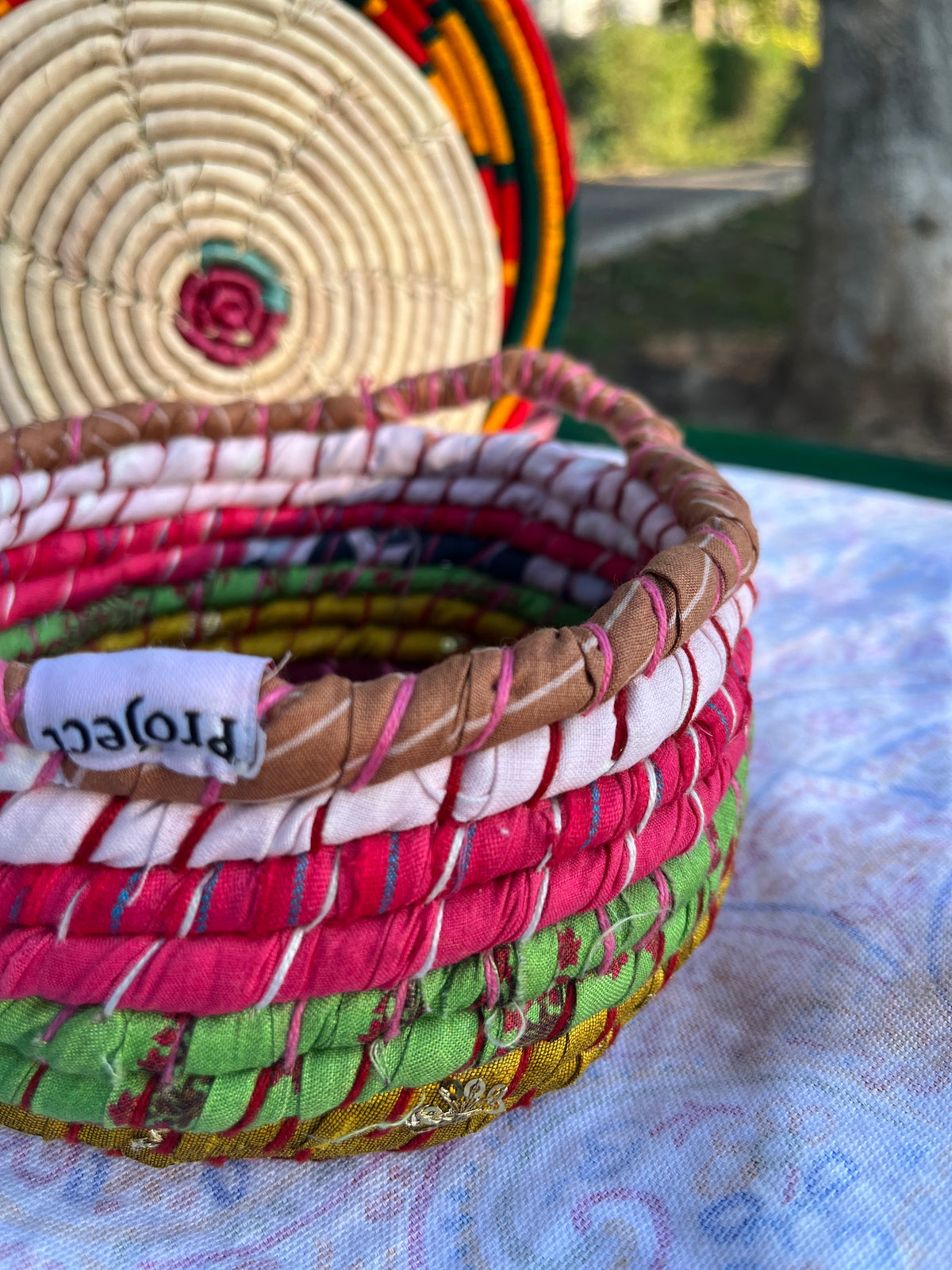 Plum Multicolored Braided Basket