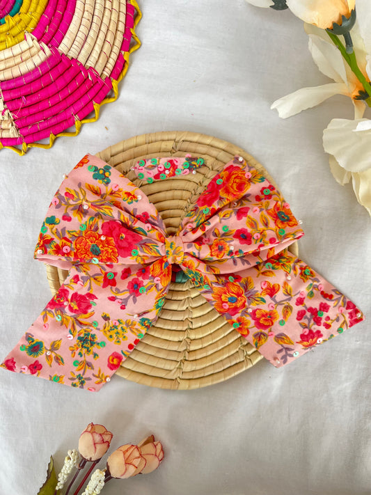 Pink Sequins Bow