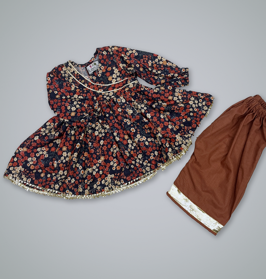 Brown Floral Frock
