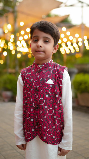 Ajrak Waistcoat Set