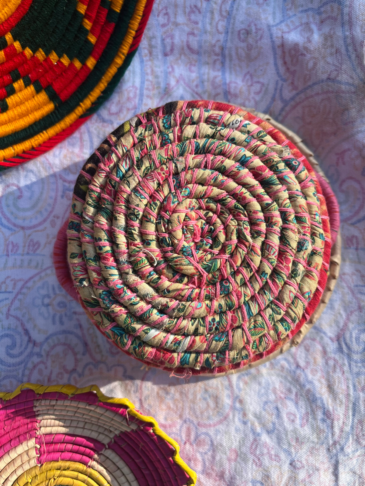 Coral Pink Braided Basket