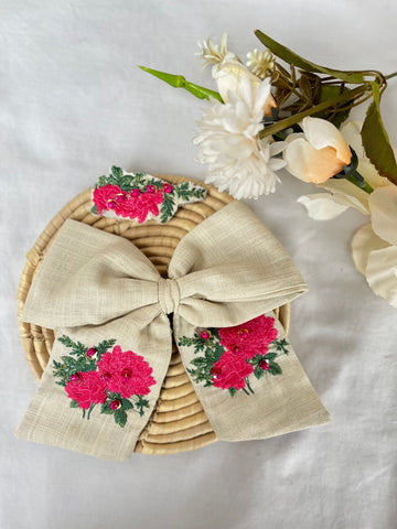 Beige Floral Bow