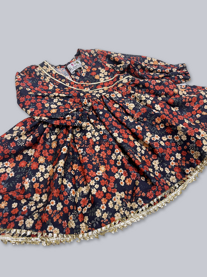 Brown Floral Frock