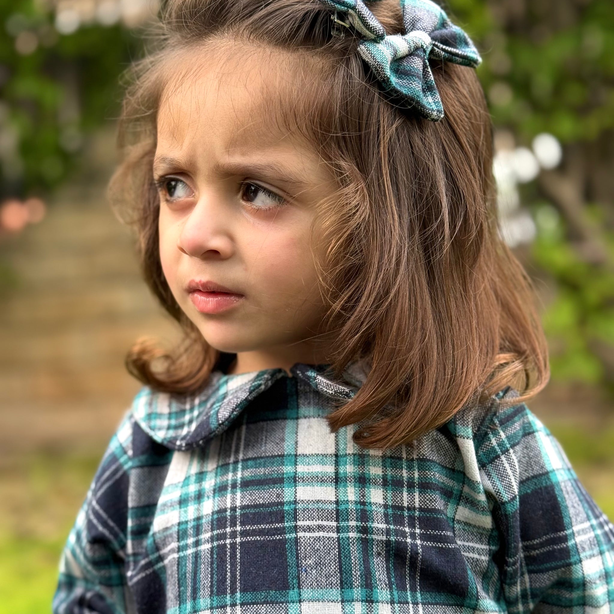 Check wool blue frock