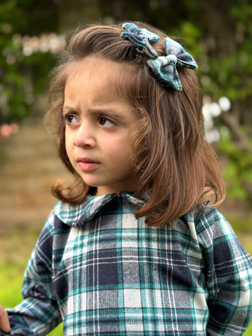 Check wool blue frock