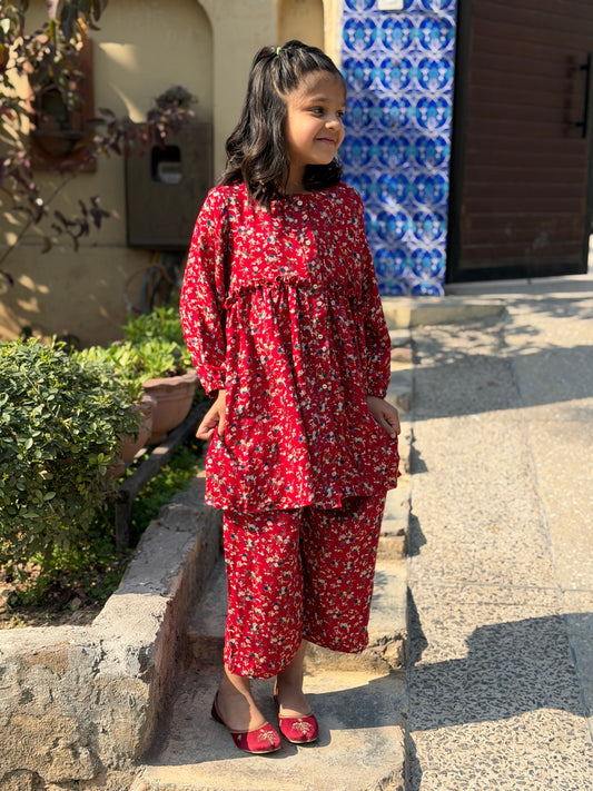 2- Piece Marina Red Color Dress