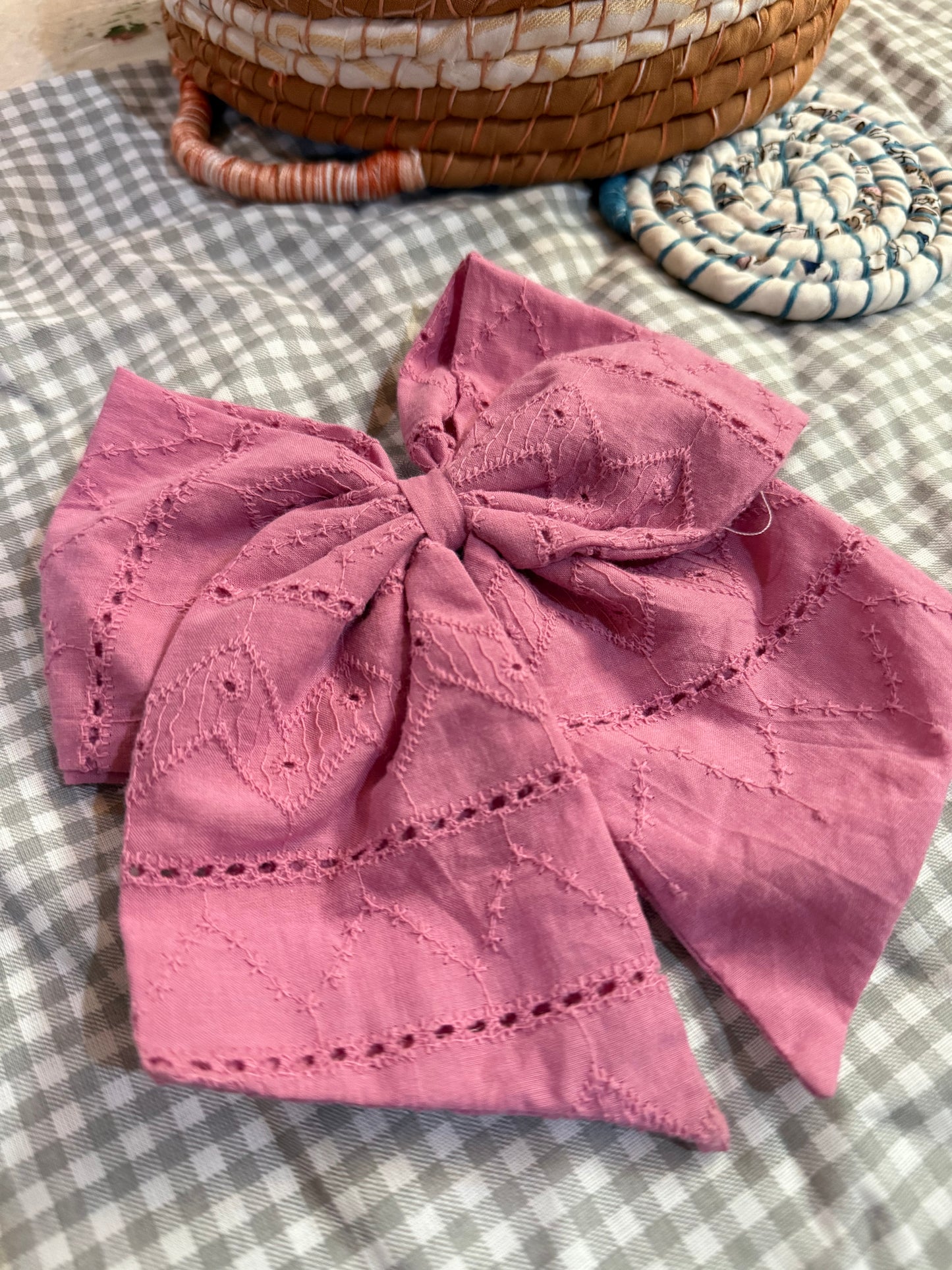 Large Pink Bow Hair Clip