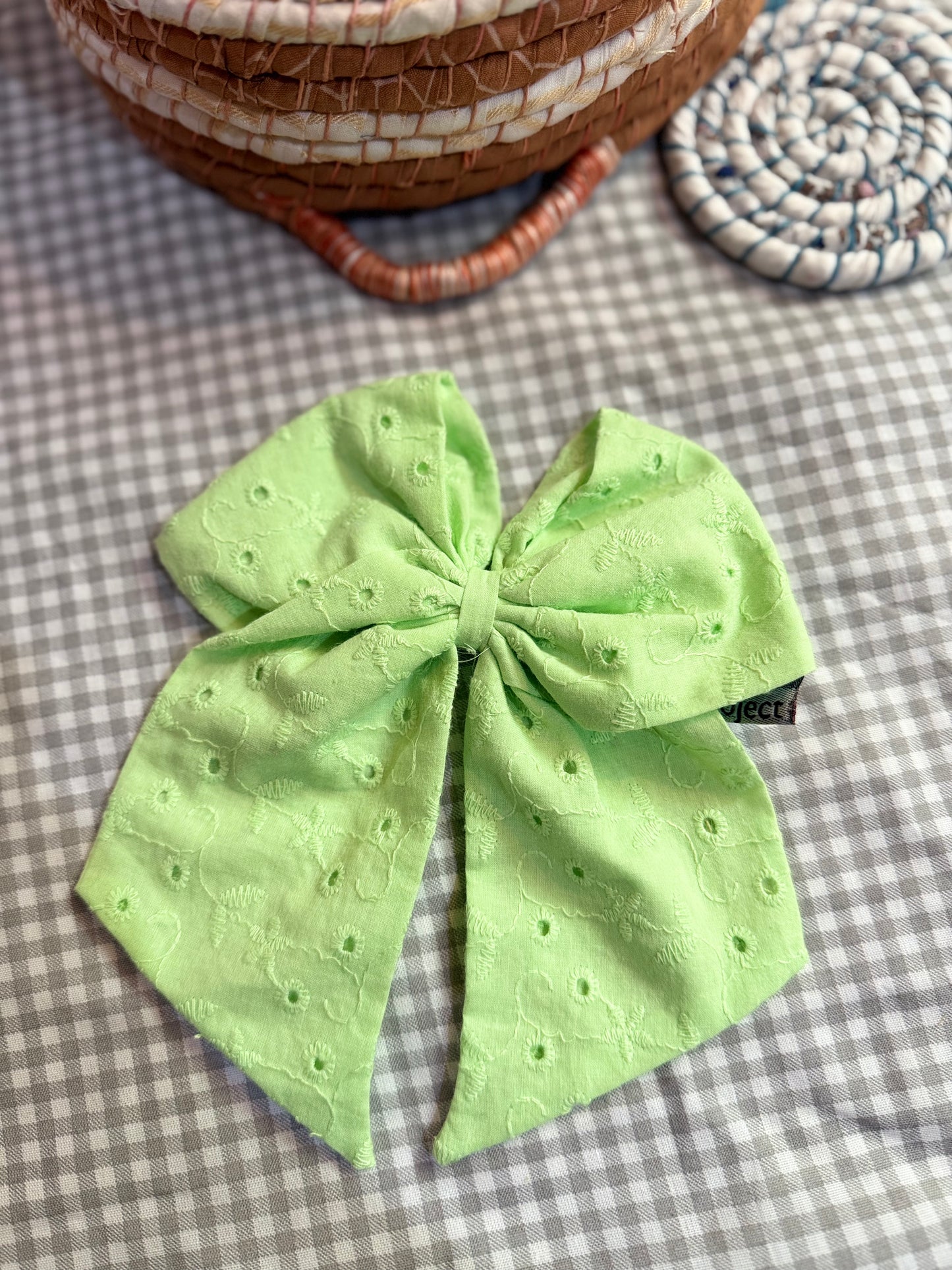 Large Lime Green Bow Hair Clip