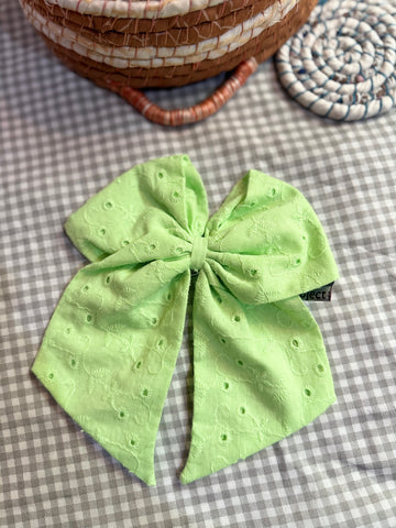 Large Lime Green Bow Hair Clip