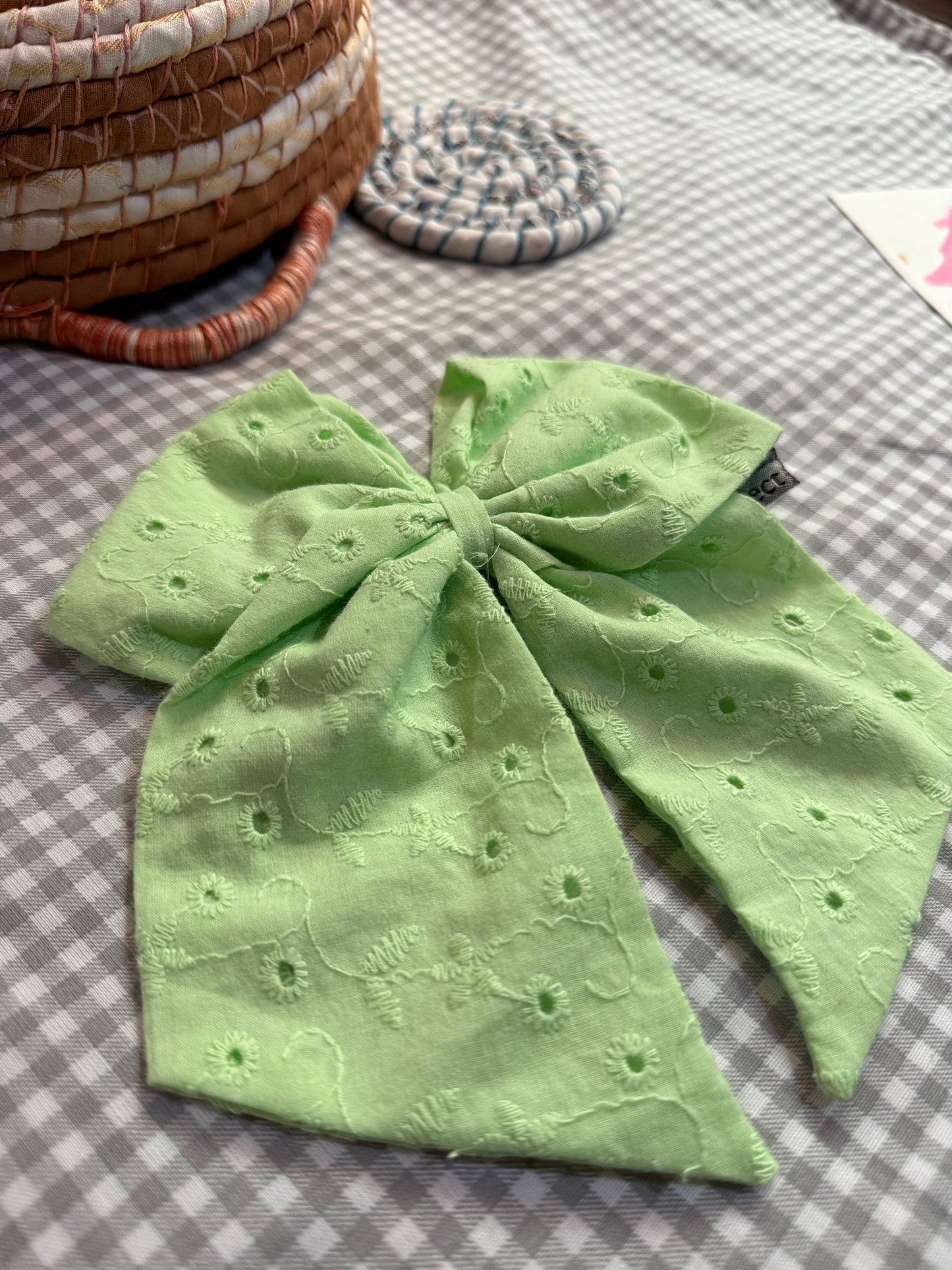 Large Lime Green Bow Hair Clip