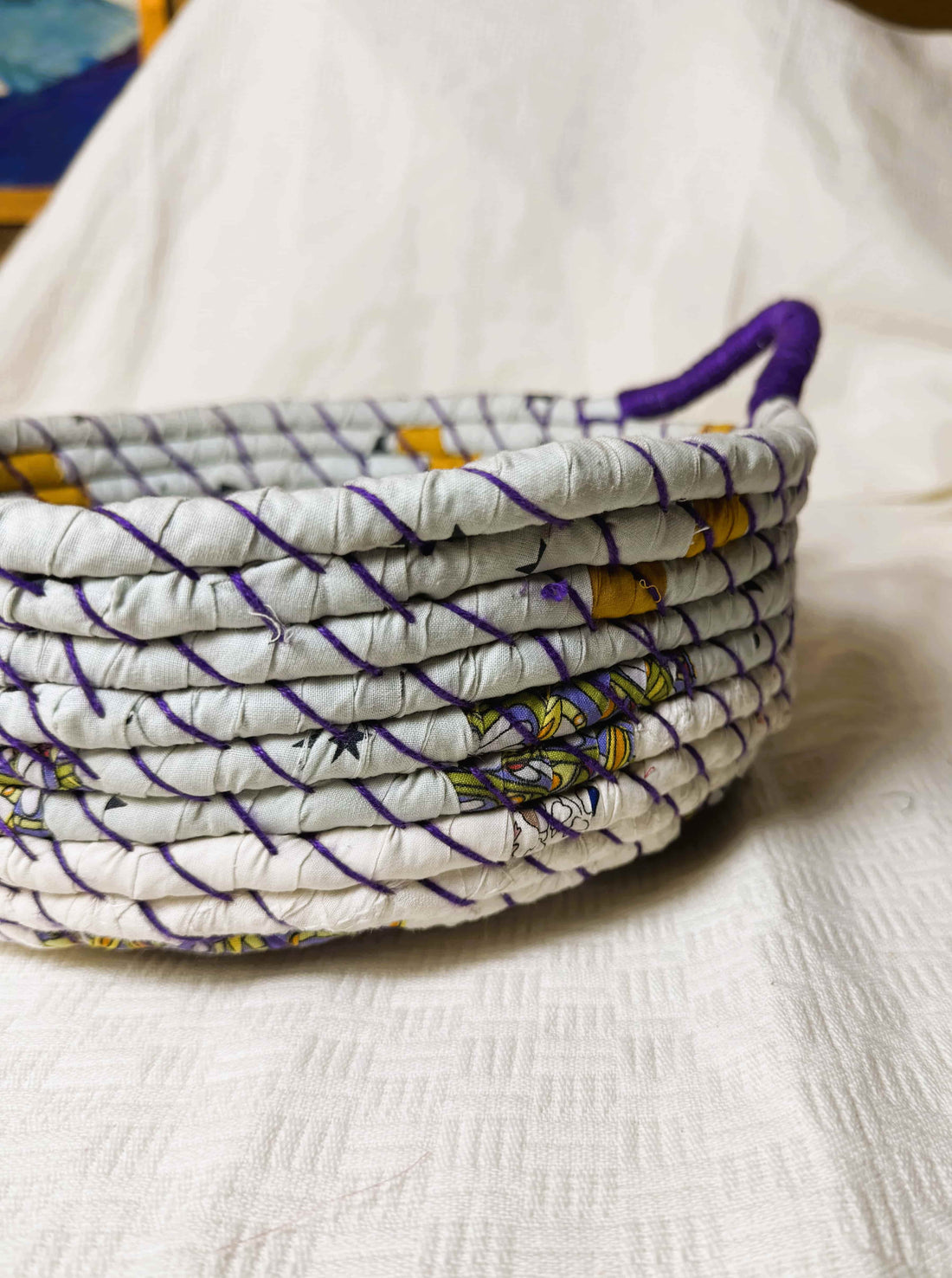 Purple, White and Flowers Basket
