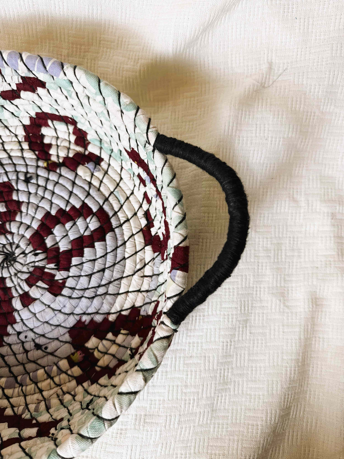 White, Maroon and Black Basket