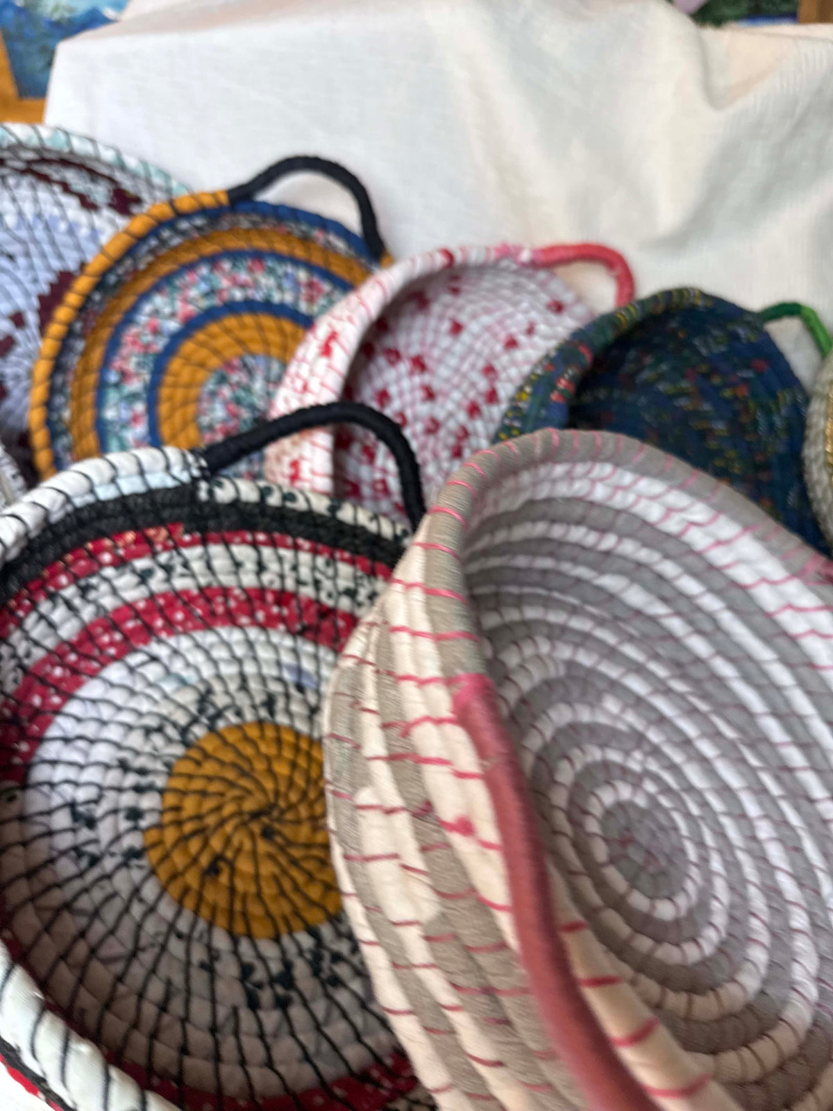 White, Maroon and Black Basket