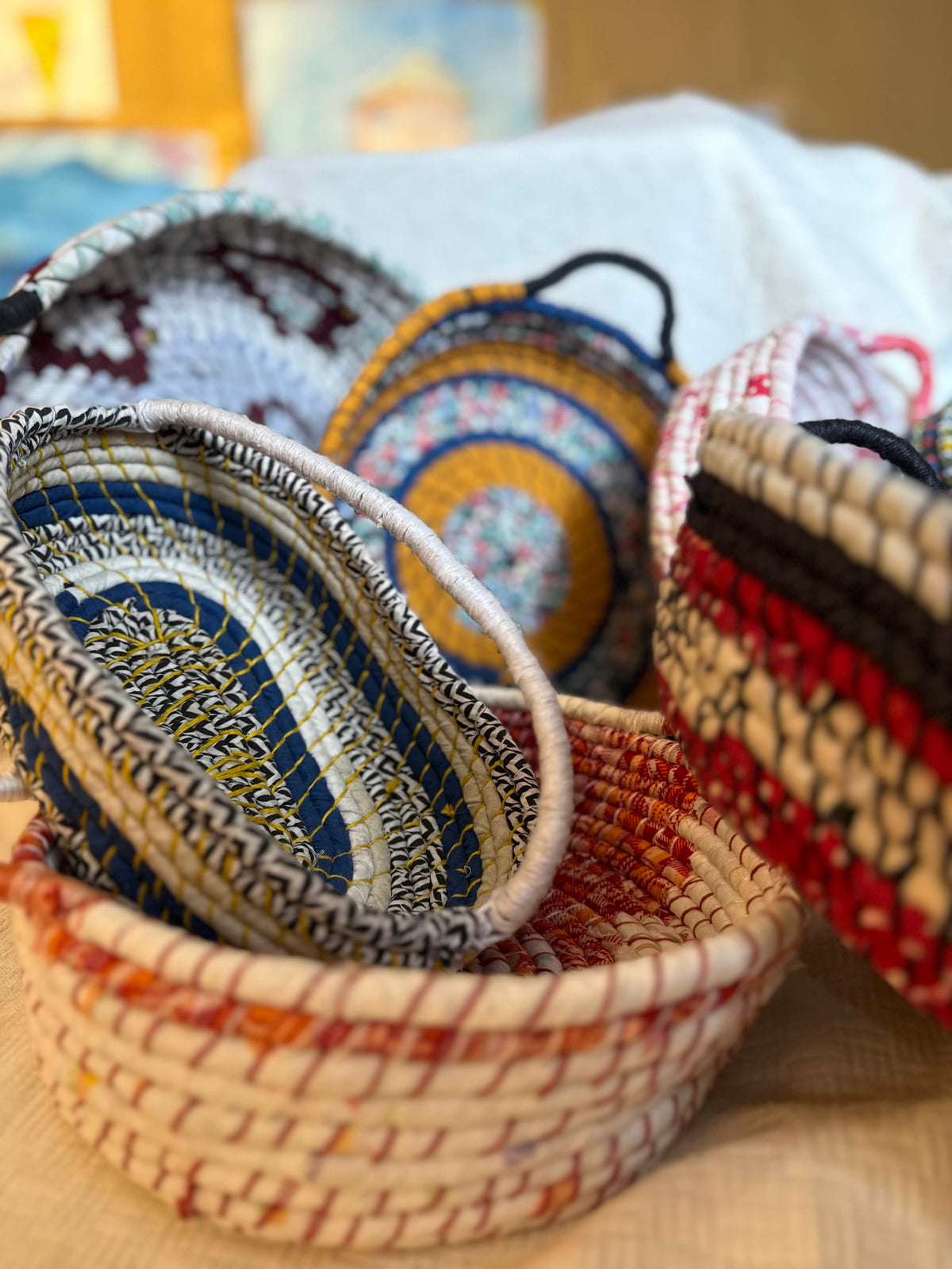 White, Maroon and Black Basket