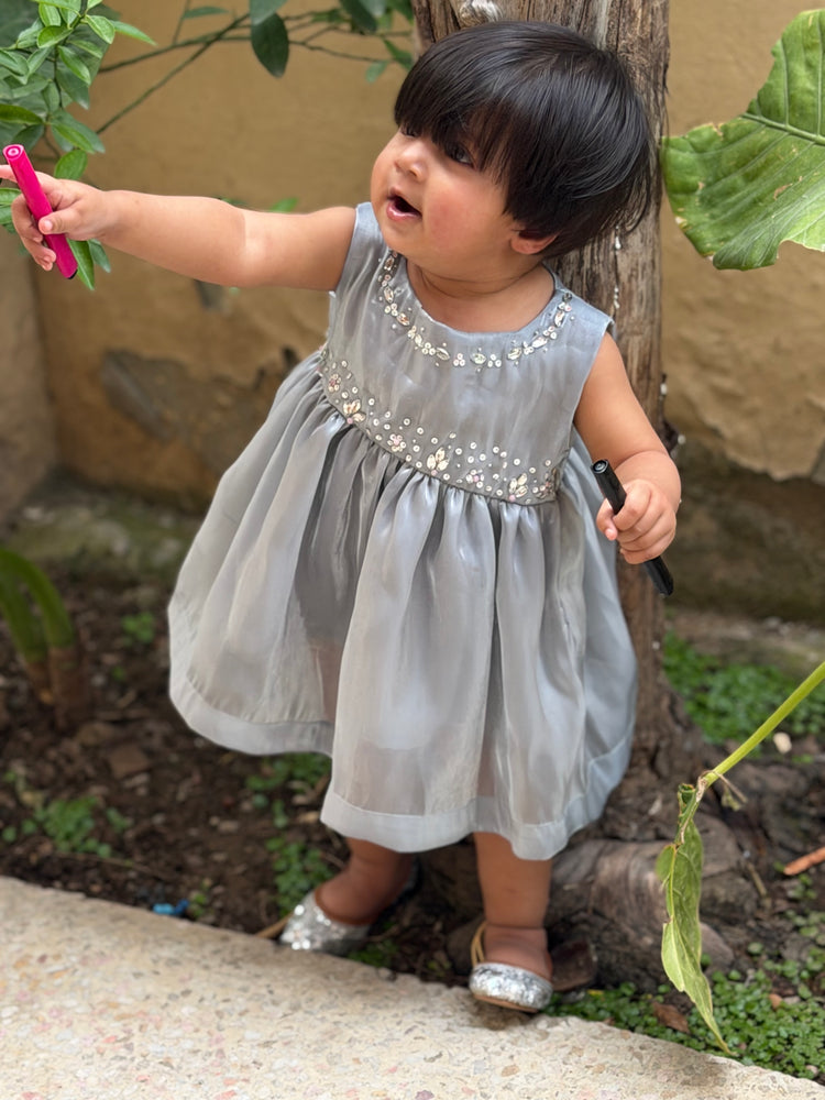 Grey Sheehsa Silk Frock